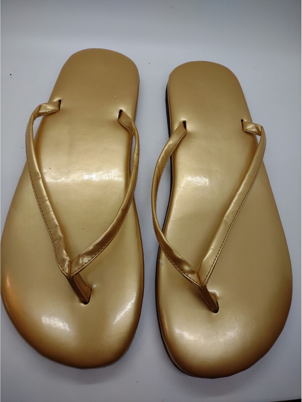 Unbranded Gold Flat Flip Flops Size 9 Gold 203